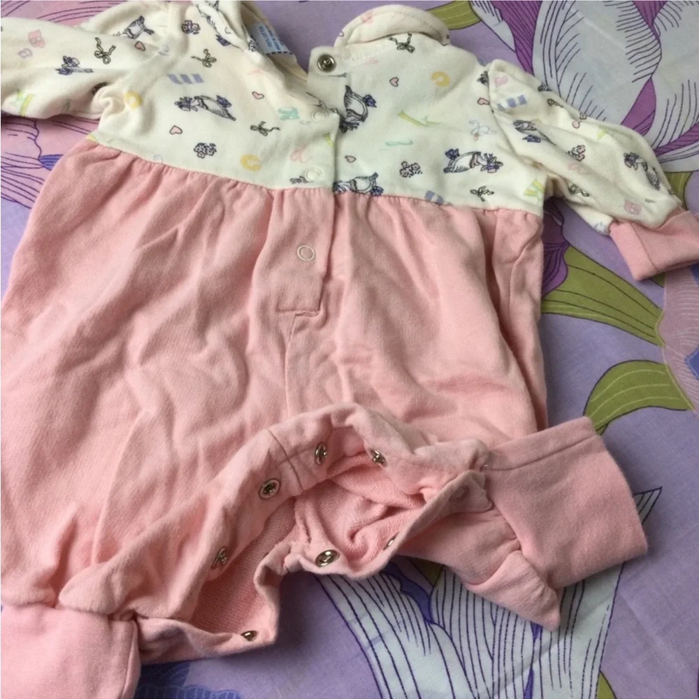 Like New VTG Lullaby Club Romper Pink & Embroidered Duck
